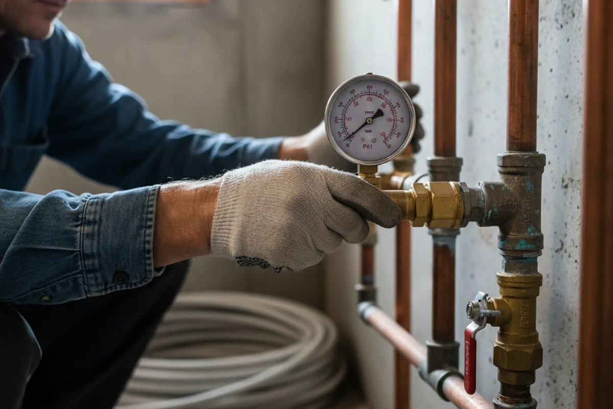 Pressure testing a repaired line during Water Line Repair in Gastonia